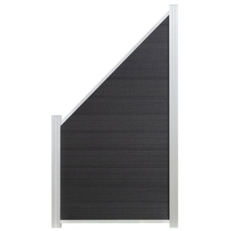 Onder- & bovenregel blank aluminium zelfbouw schutting schuin 90 x 180/93 cm