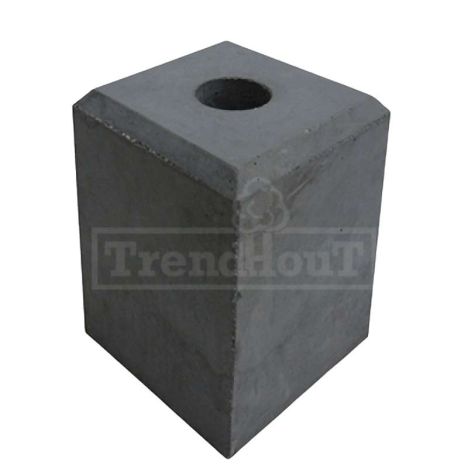 Betonpoer glad (17 x 17 x 20 cm) met doorlopend gat 40 mm