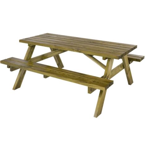 Picknicktafel vuren geïmpregneerd - Kombi - met klapbanken - 152 x 177 x 71 cm
