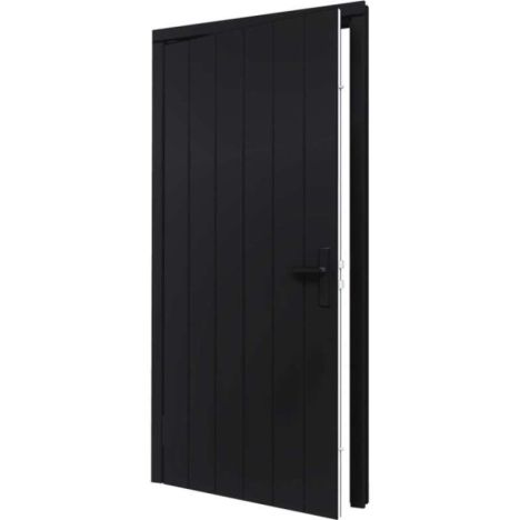 Enkele plaatdeur met kozijn - linksdraaiend - zwart - 930 x 2115 mm incl. beslag