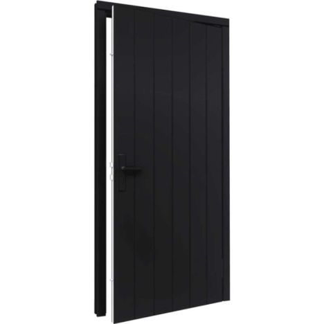 Enkele plaatdeur met kozijn - rechtsdraaiend - zwart - 930 x 2115 mm incl. beslag