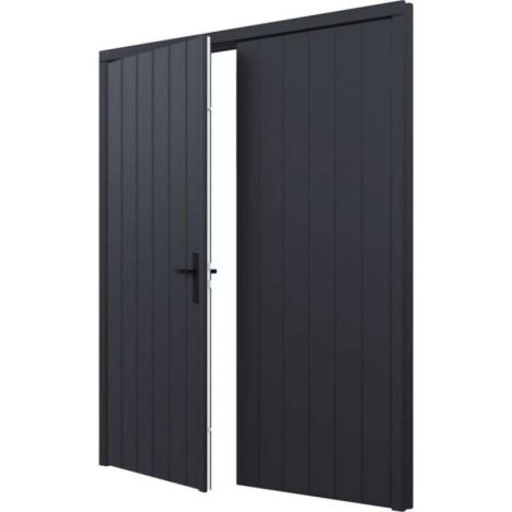 Dubbele plaatdeur met kozijn - zwart - 930 x 2115 mm incl. beslag