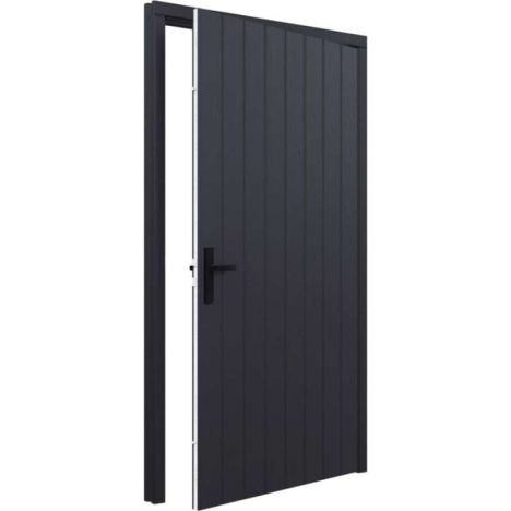 Enkele plaatdeur XL met kozijn - rechtsdraaiend - zwart - 1200 x 2115 mm incl. beslag