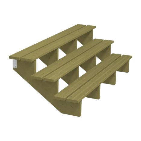 Tuintrap hout - 3 treden - inclusief treden - 76 x 54 x 180 cm