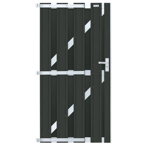 Tuindeur composiet Design Antraciet met blank aluminium frame compleet (90 x 180 cm)
