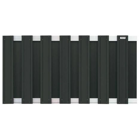 Schutting composiet laag Design antraciet met blank aluminium frame (180 x 93 cm)