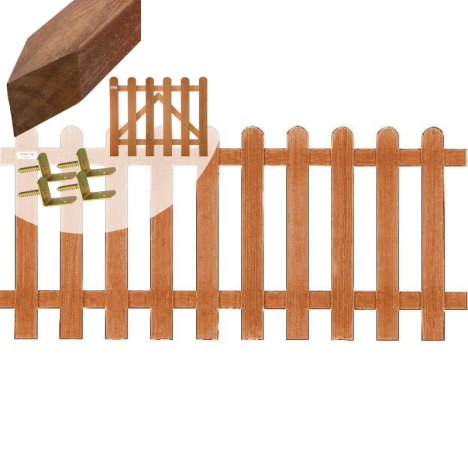Tuinhek met poort set hardhout Bankirai Classic recht 10L ribbel (4,84 mtr)
