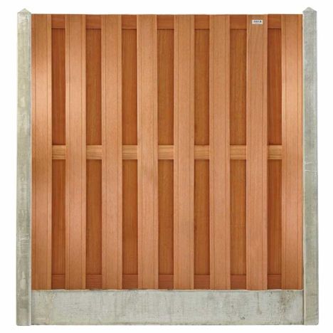 Hout & Beton schutting grijs - hardhout Bankirai Timber recht 15L (197 x 200 cm) v-groef schermdikte 3,9 cm