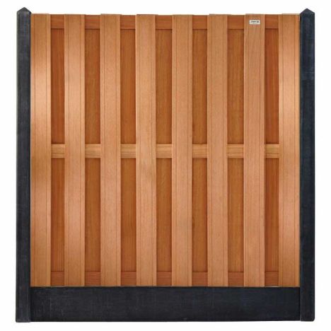 Hout & Beton schutting zwart - hardhout Bankirai Timber recht 15L (197x200 cm) v-groef 3,9cm dik