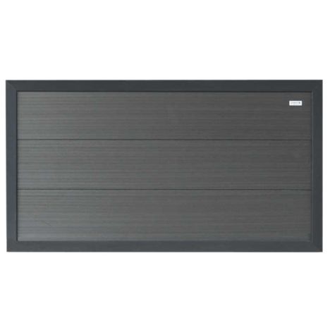Schutting composiet laag Forte antraciet met antraciet aluminium kader (180 x 93 cm)