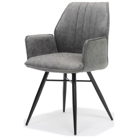 Eetkamerstoel - Clark - lederlook Soft steel