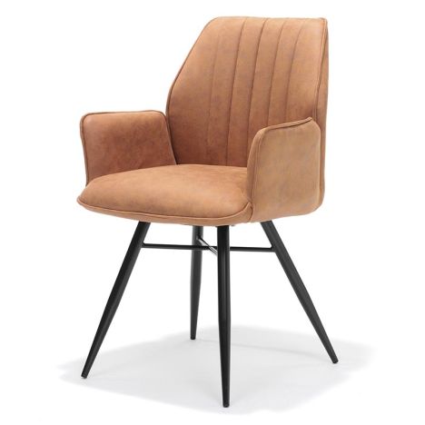 Eetkamerstoel - Clark - lederlook Soft cognac
