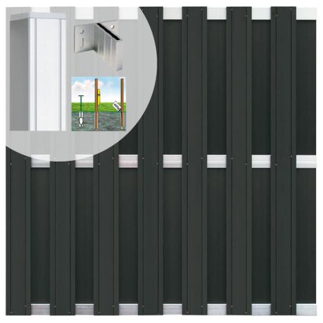 Schutting set composiet Stijl antraciet met blank aluminium frame (5,67 meter)