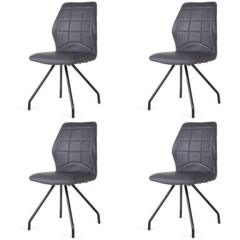 Eetkamerstoel - Apollo - leer Vintage zwart (4 stuks)