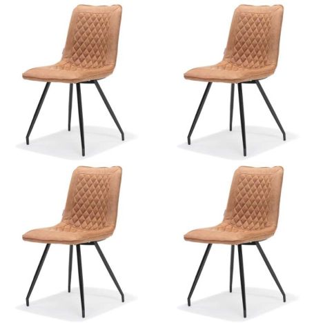 Eetkamerstoel - Brescia - lederlook Soft cognac (4 stuks)