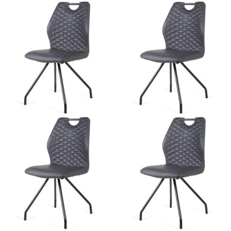 Eetkamerstoel - Carlos - leer Vintage zwart (4 stuks)