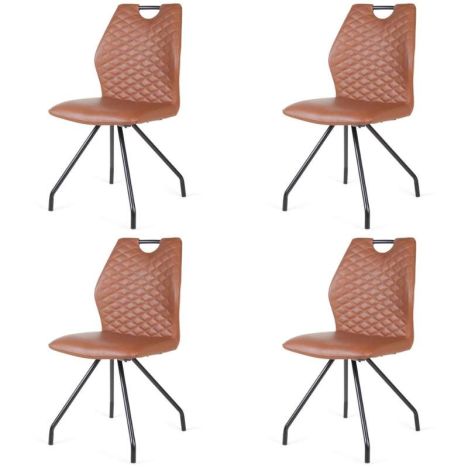 Eetkamerstoel - Carlos - leer Vintage cognac (4 stuks)