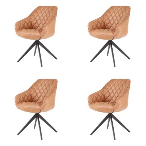 Eetkamerstoel - Collins - lederlook Soft cognac (4 stuks)