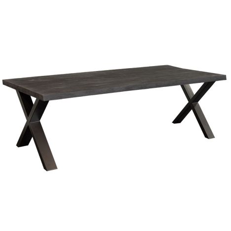 Eettafel massief Mango zwart - 240 x 100 x 78 cm - Bladdikte 4,0 cm - X-poot