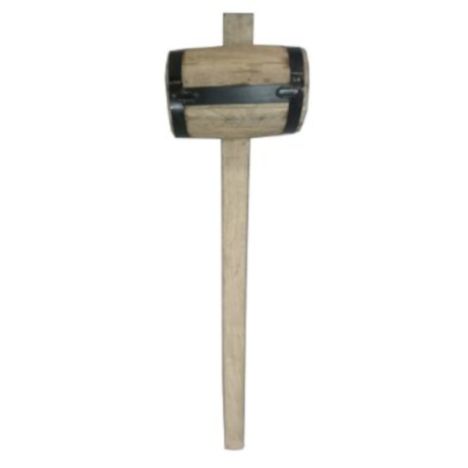 Houten slaghamer met metalen strips - lengte 110 cm