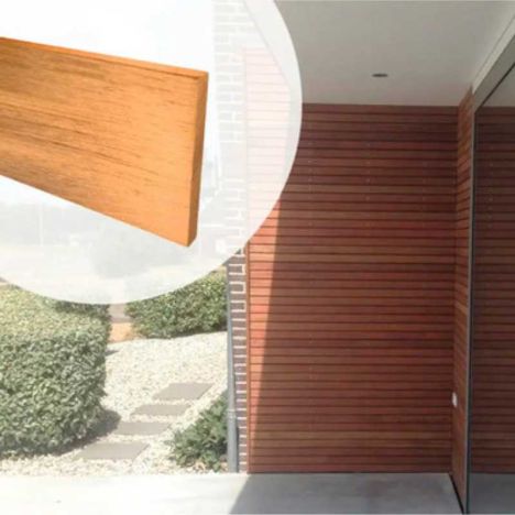 Open gevelbekleding hardhout Jatoba horizontaal 2,1 x 14,5 cm