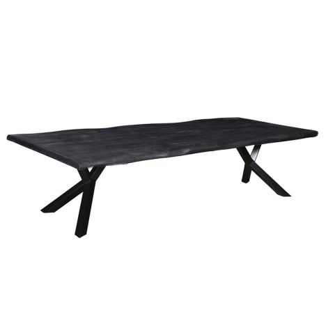 Boomstamtafel massief Mango zwart - 260 x 100 x 78 cm - Bladdikte 4,0 cm - Y-poten