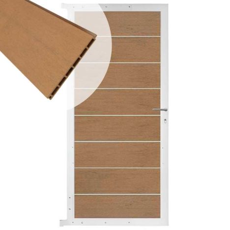 Tuindeur aluminium wit frame Modular - composiet bruin gevlamd (90 x 180 cm)