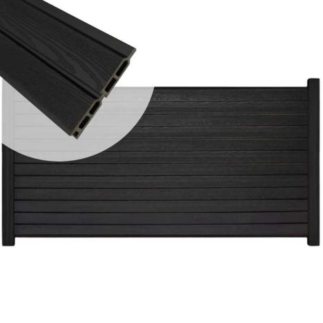 Zelfbouw schutting composiet Rhombus Double zwart - zwart alu accessoires (180 x 90 cm)