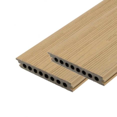Vlonderplank composiet semi massief co-extrusie 2,1 x 14 cm Sunset Teak naadloos