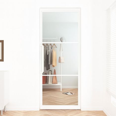 Stalen taatsdeur - Loft wit - 3 vaks helder glas - 93 x 231,5 cm