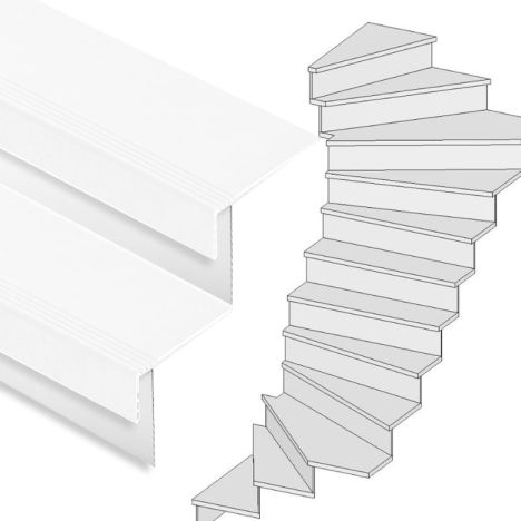 Traprenovatie set - 2 kwart draai - 14 treden SPC toplaag Wit incl. stootborden