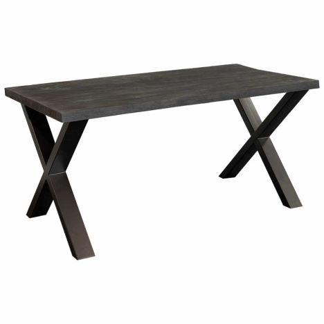 Eettafel massief Mango zwart - 160 x 90 x 78 cm - Bladdikte 4,0 cm - X-poot
