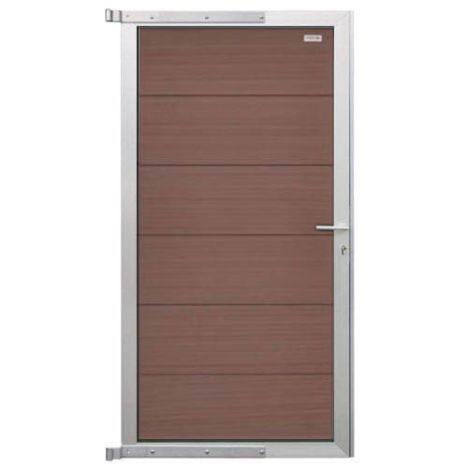 Tuindeur composiet Forte Bruin incl. slot en blank aluminium kader (90 x 180 cm)