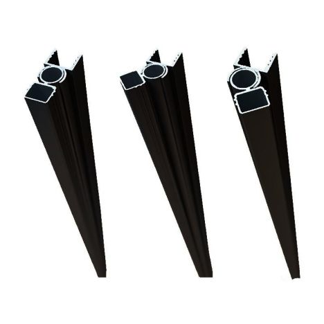 Draaibaar adapterprofiel zelfbouw Modular/Mix & Match zwart aluminium 2,5 x 5,5 x 200 cm