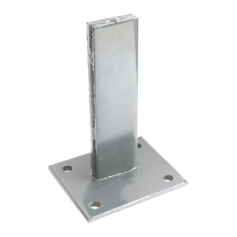 Paalhouder met voet verzinkt grijs RAL9007 tbv aluminium sleufpalen