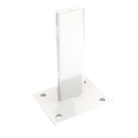 Paalhouder met voet verzinkt wit RAL9010 tbv aluminium sleufpalen