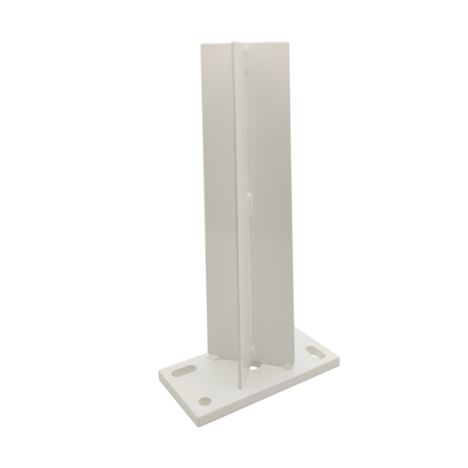 Paalhouder met voet wit RAL9010 tbv aluminium palen 6,8 x 6,8 cm