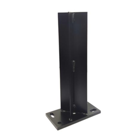 Paalhouder met voet zwart RAL9005 tbv aluminium palen 6,8 x 6,8 cm