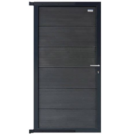 Tuindeur composiet Forte Antraciet incl. slot en antraciet aluminium kader (90 x 180 cm)