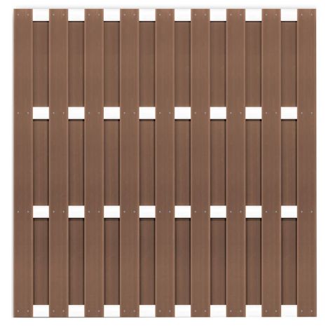 Schutting composiet Ibiza bruin met blank aluminium frame (180 x 180 cm)
