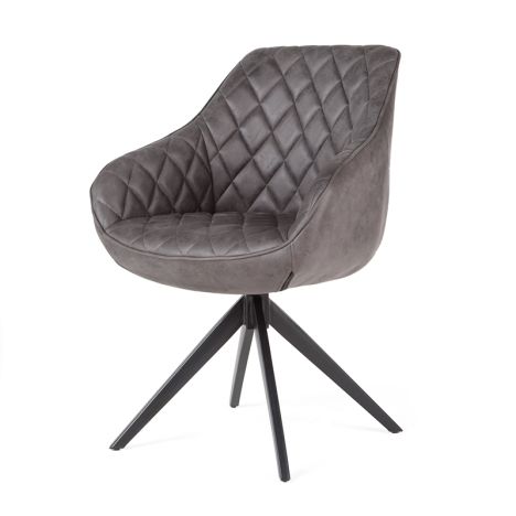 Eetkamerstoel - Collins - lederlook Soft antraciet