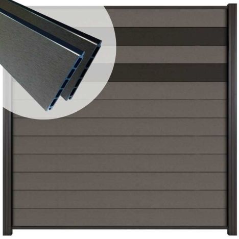 Schutting composiet Mix & Match antraciet/ aluminium (180 x 180 cm)
