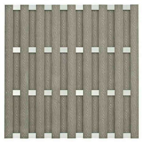 Schutting composiet Milaan grijs met blank aluminium frame (180 x 180 cm)