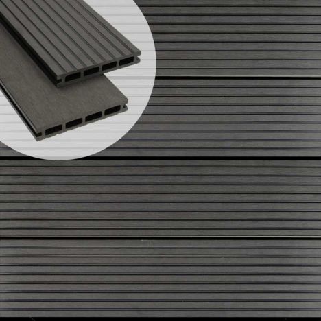 Vlonderplank composiet 2,1 x 14 cm antraciet grove ribbel en vlak