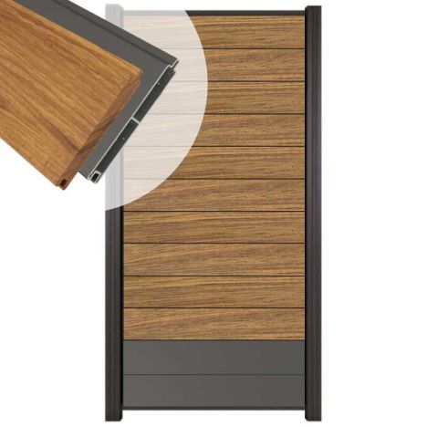 Zelfbouw schutting hardhout Mix & Match Thermo Fraké / antraciet - antraciet alu accessoires (90 x 180 cm)