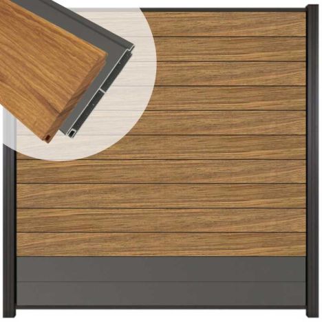 Zelfbouw schutting hardhout Mix & Match Thermo Fraké / antraciet - antraciet alu accessoires (180 x 180 cm)