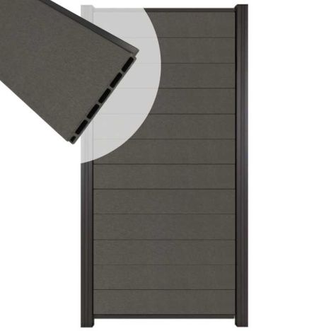 Zelfbouw schutting composiet Mix & Match antraciet - antraciet alu accessoires (90 x 180 cm)