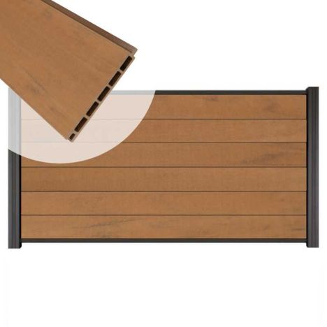 Zelfbouw schutting composiet Mix & Match bruinvlam - antraciet alu accessoires (180 x 90 cm)