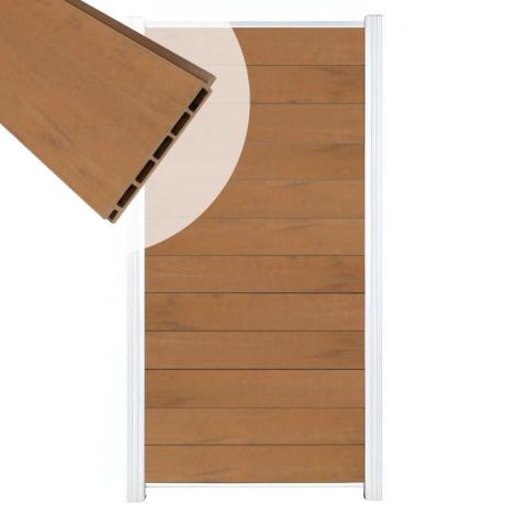 Zelfbouw schutting composiet Mix & Match bruinvlam - wit accessoires (90 x 180 cm)