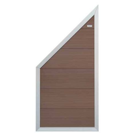 Schutting composiet schuin Forte bruin met blank aluminium kader (90 x 180/93 cm)